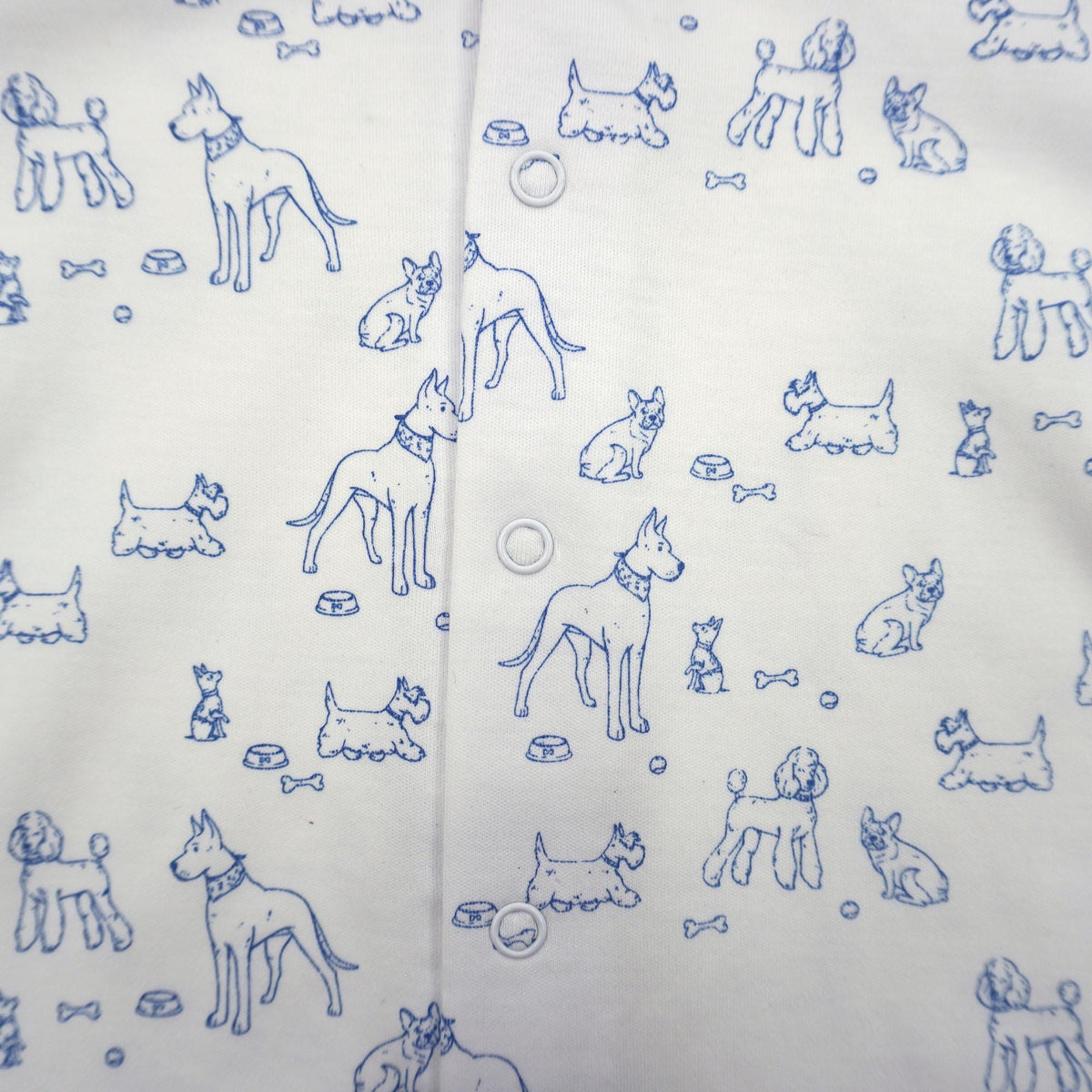 Dogs Pima Cotton Baby Romper with Peter Pan Collar
