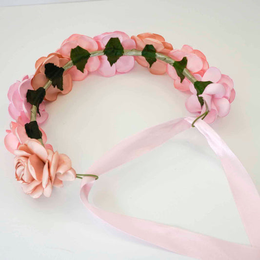 Pink Roses Head Crown - Adjustable