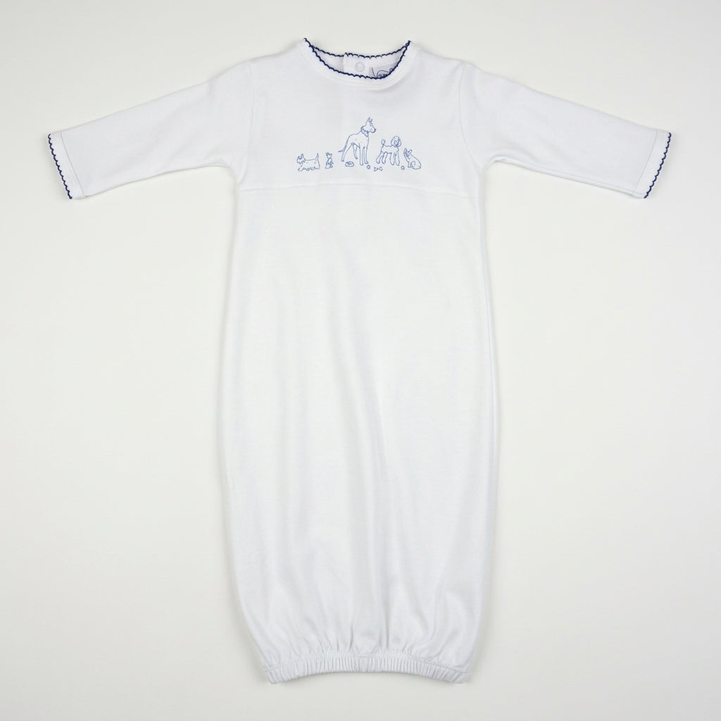 Dog Print Pima Cotton Baby Gown