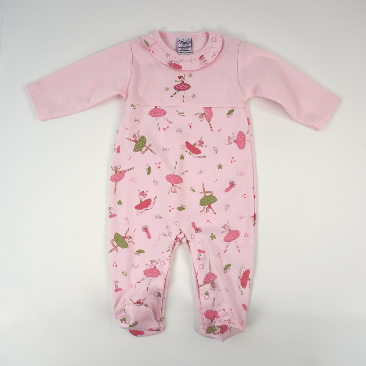 Ballerina Print Pima Cotton Baby Footie