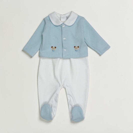 Cozy Bear Pima Cotton Footed Outfit & Cardigan Set
