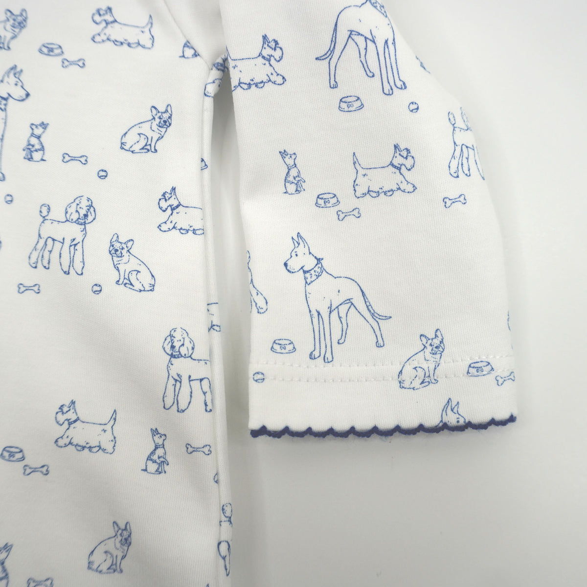 Dogs Print Pima Cotton Baby Footie with Scalloped Collar