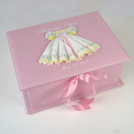 Swiss Batiste Dress with Flowers on Piqué Cotton – Medium Baby Keepsake Box