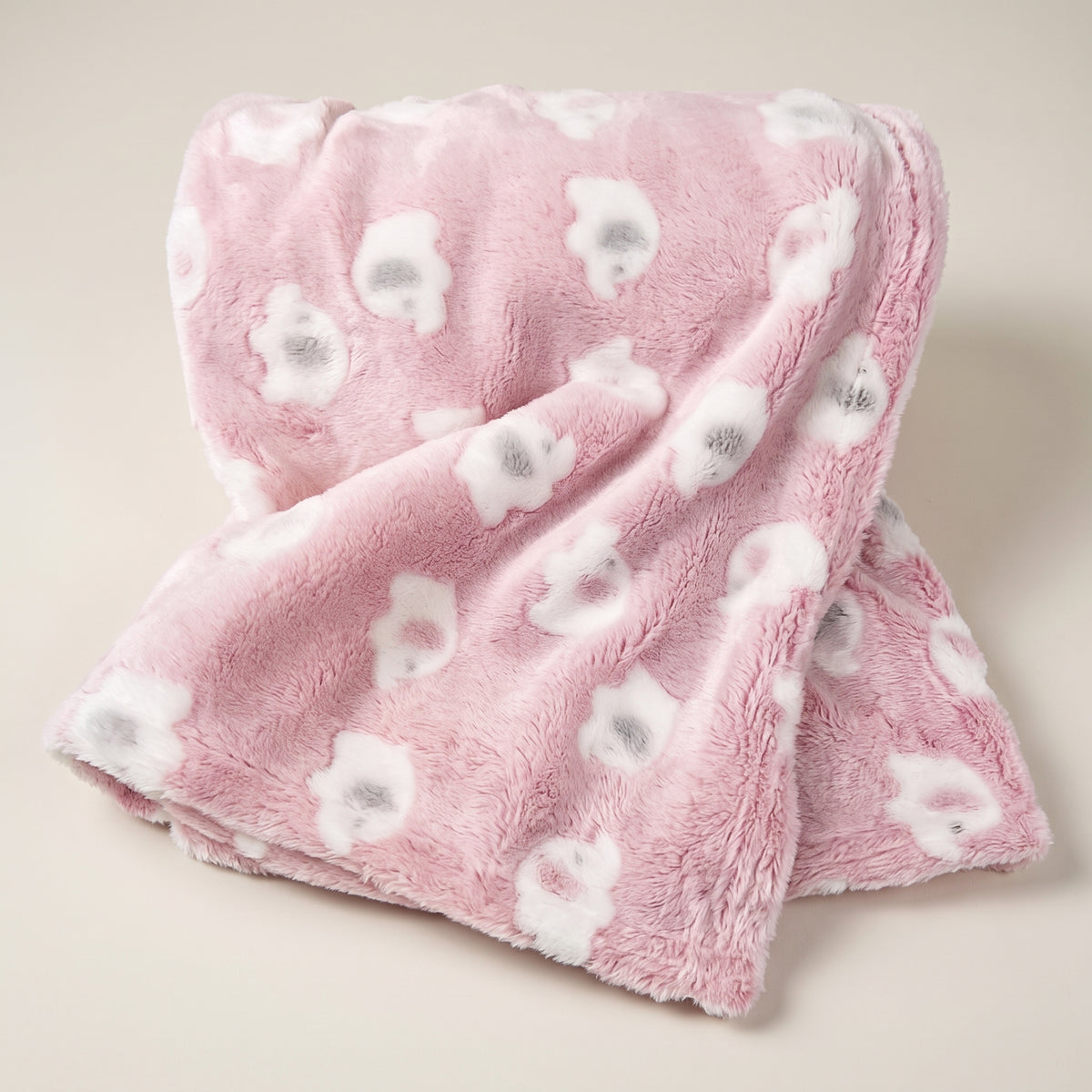 Elephant Print Plush Baby Blanket