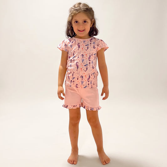Mermaids Pima Cotton Short Sleeve Shirt & Shorts Set