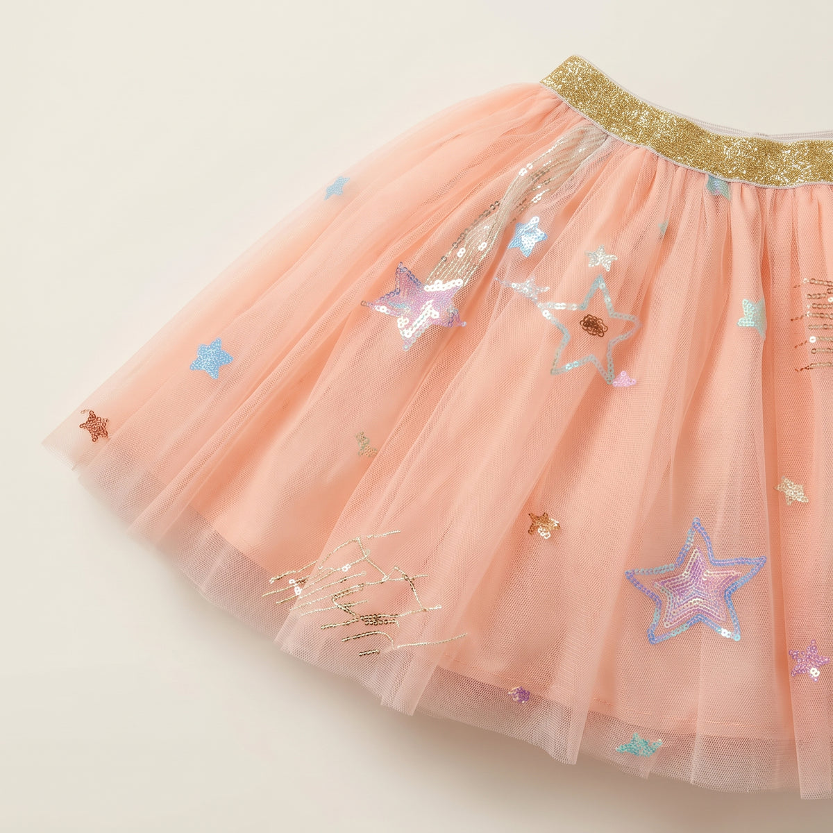 Peach Tutu with Multicolor Stars