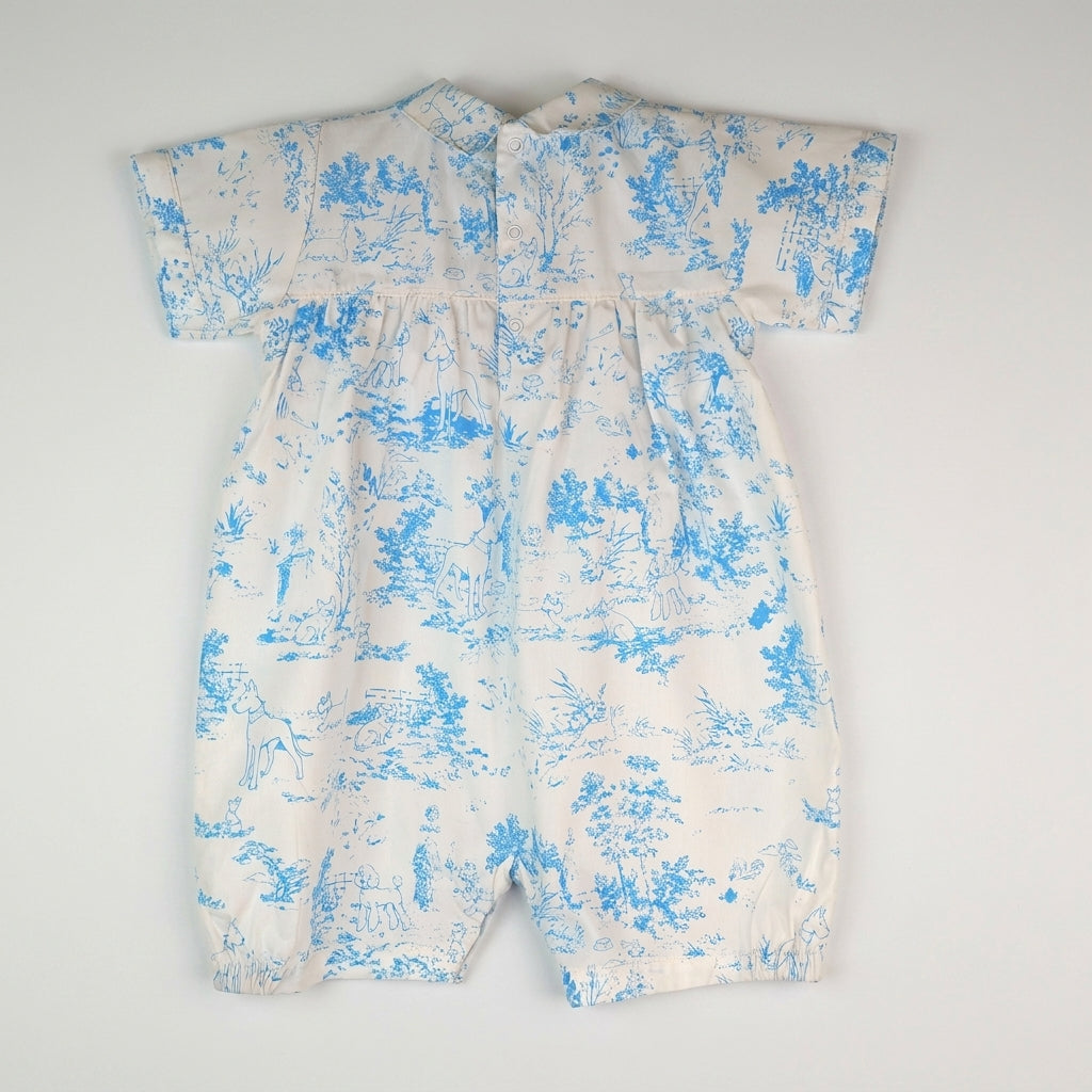 Heirloom Hounds Smocked Baby Romper – Hand-Smocked Cotton with Classic Hound Print