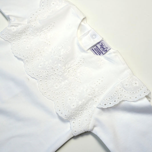 Pima Cotton Footed Outfit with White Batiste Lace Collar