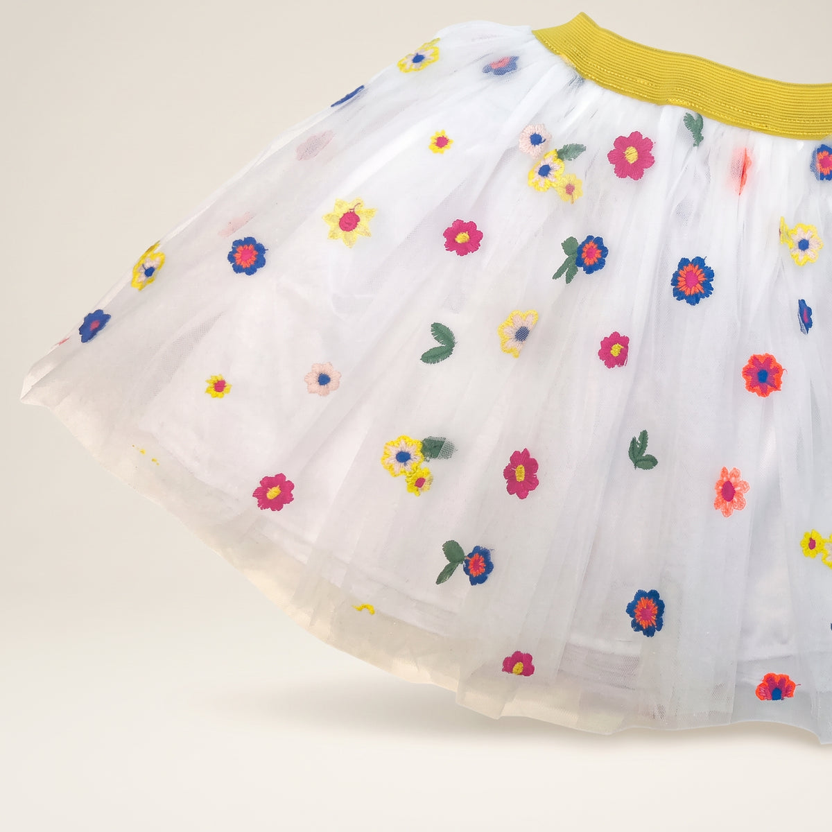 White Tutu with Multi-Colored Flowers