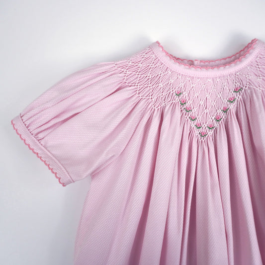 Smocked Bubble Romper - Pink