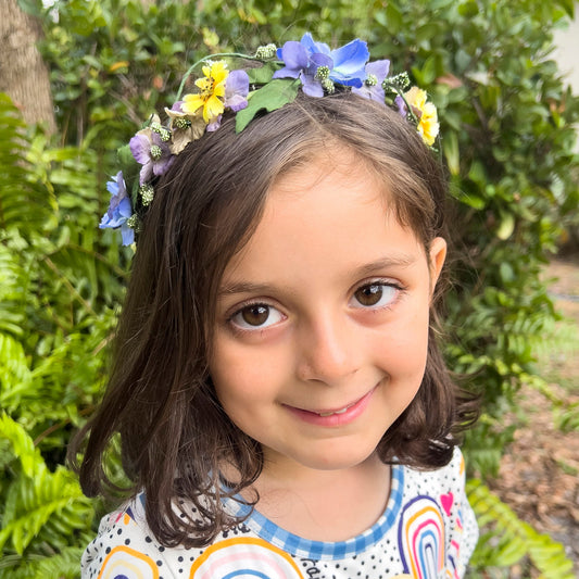 Blue Flower Head Crown - Adult & Child Options