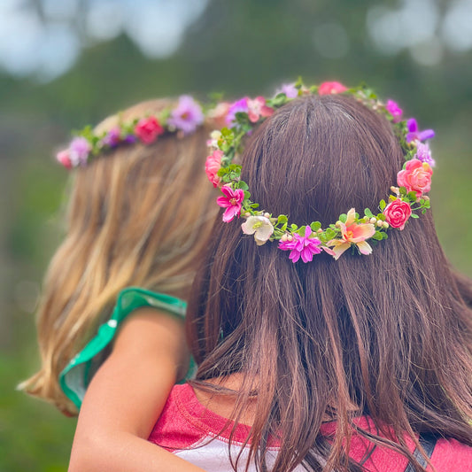 Multi Color Flower Head Crown - Adult & Child Options