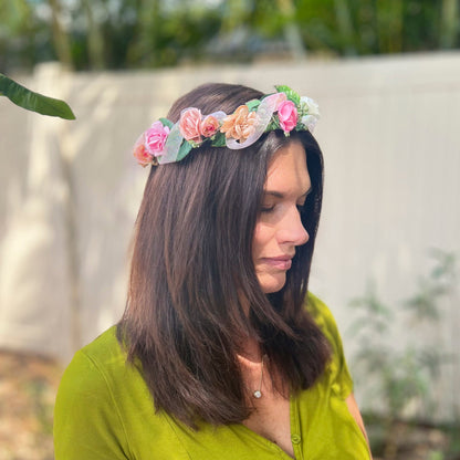 Satin Rose Head Crown - Adult & Child Options
