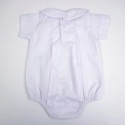 Pima Cotton Train Bodysuit – Embroidered Train, Peter Pan Collar Baby Bodysuit