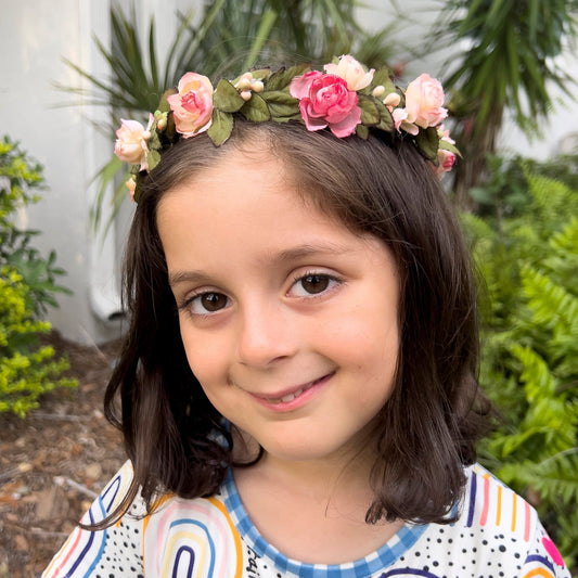 Pink Flowers Head Crown - Adult & Child Options