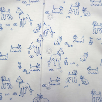 Dogs Pima Cotton Baby Romper with Peter Pan Collar
