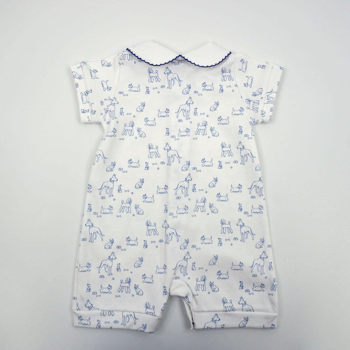 Dogs Pima Cotton Baby Romper with Peter Pan Collar