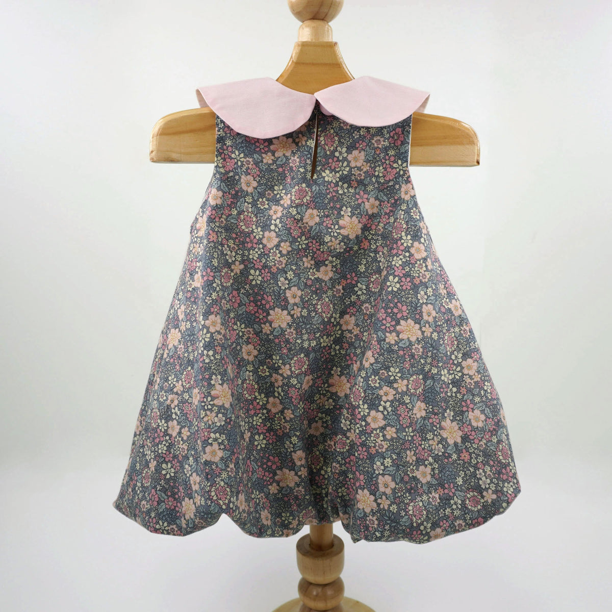 Sleeveless Peter Pan Collar Bubble Dress Gray Garden