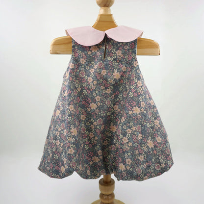 Sleeveless Peter Pan Collar Bubble Dress Gray Garden