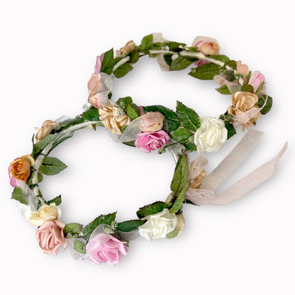 Satin Rose Head Crown - Adult & Child Options
