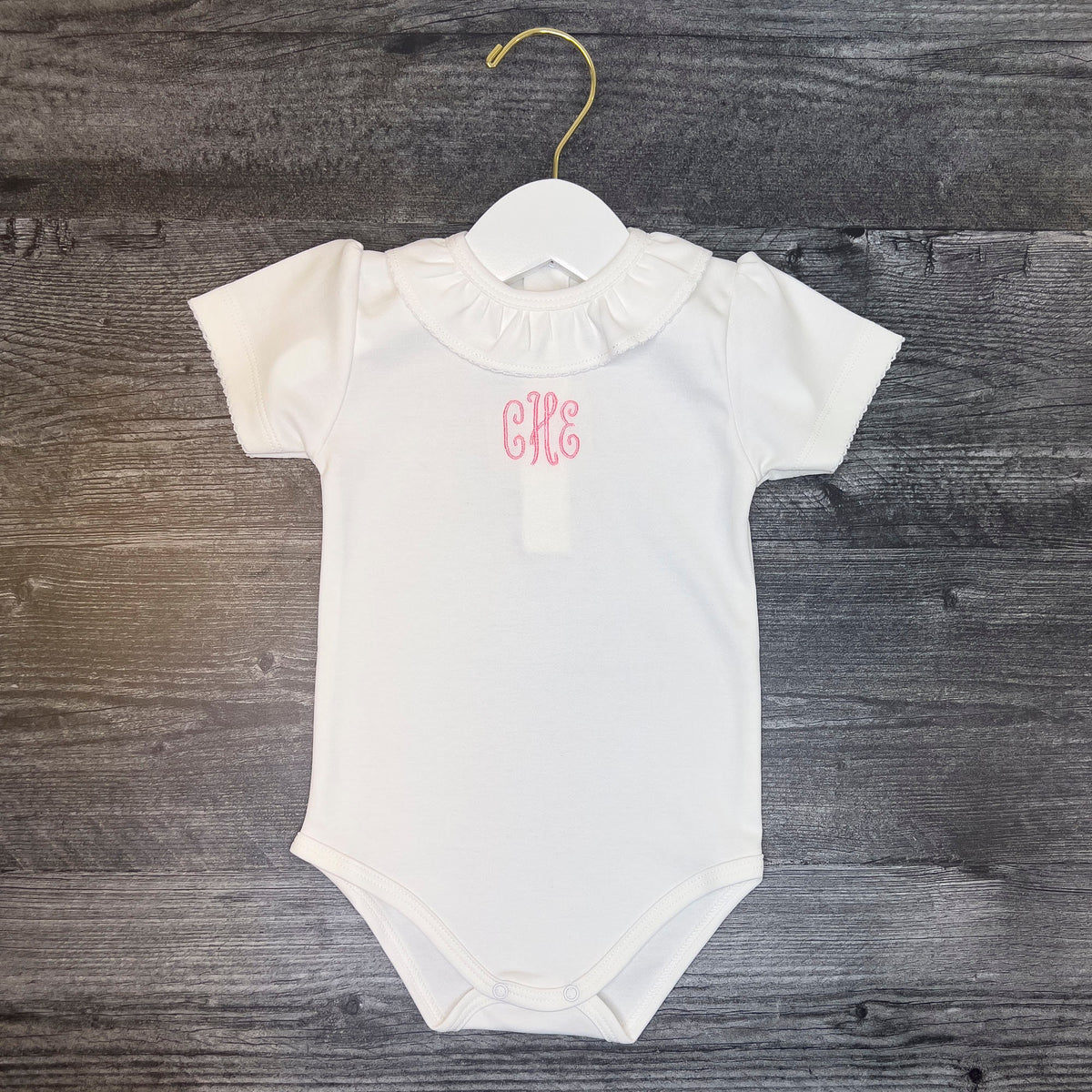 Pima Cotton Baby Bodysuit with Ruffle Collar