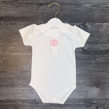 Pima Cotton Baby Bodysuit with Ruffle Collar