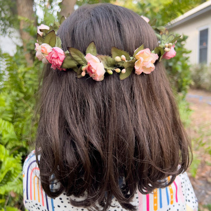 Pink Flowers Head Crown - Adult & Child Options