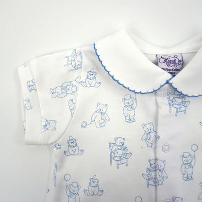Teddy Bear Pima Cotton Baby Romper with Peter Pan Collar