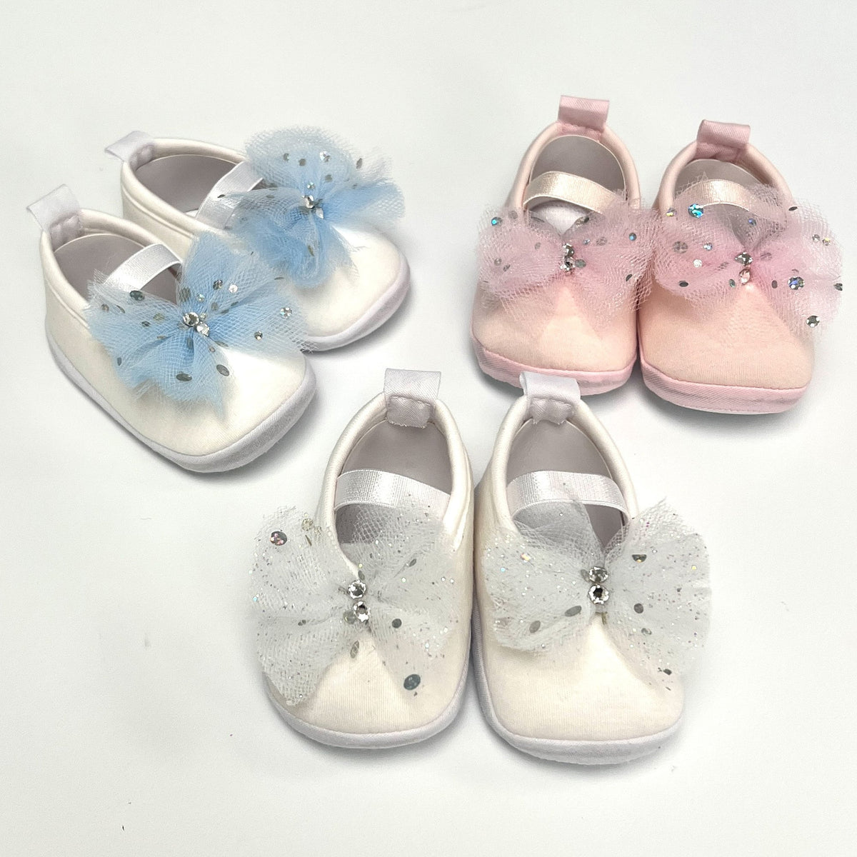 Sparkling Tulle Baby Shoes: Pima Cotton Ballerina Shoe (Size 3)