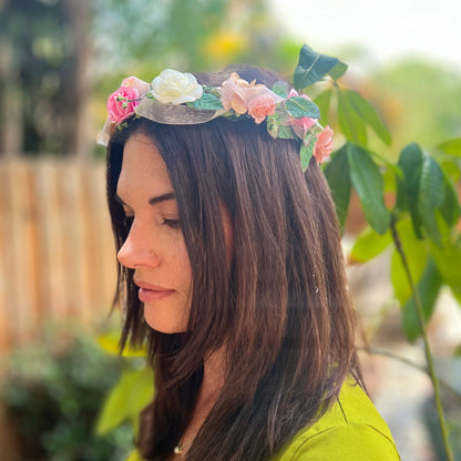 Satin Rose Head Crown - Adult & Child Options