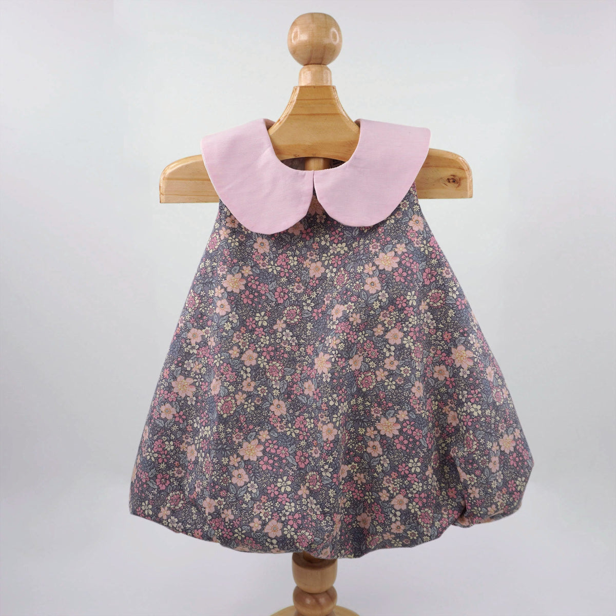 Sleeveless Peter Pan Collar Bubble Dress Gray Garden