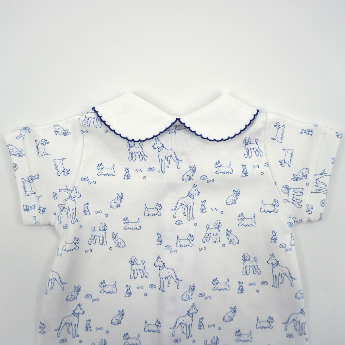 Dogs Pima Cotton Baby Romper with Peter Pan Collar