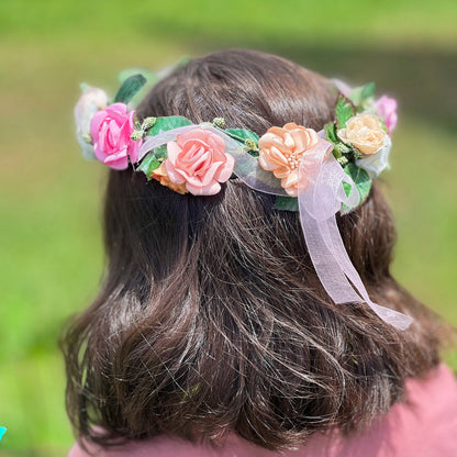 Satin Rose Head Crown - Adult & Child Options