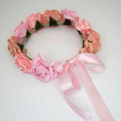 Pink Roses Head Crown - Adjustable