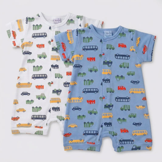 Automobiles Pima Cotton Baby Romper