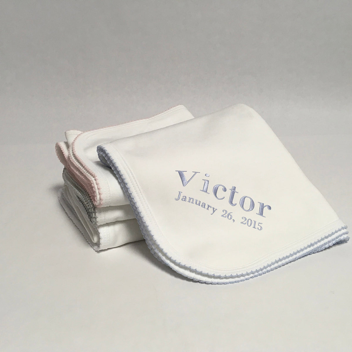 Luxury Pima Cotton Baby Blanket with Scallop Trim