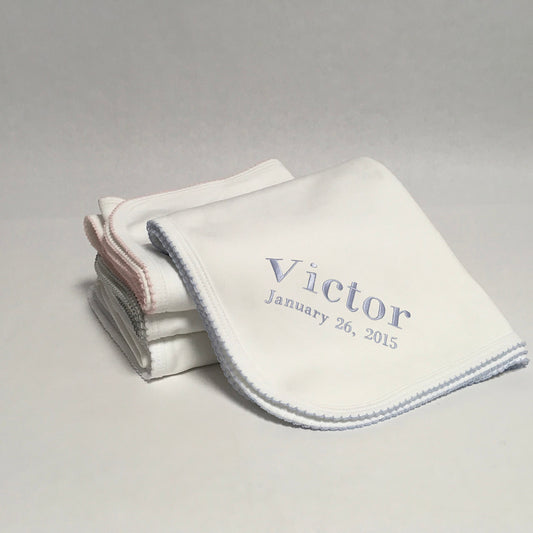 Luxury Pima Cotton Baby Blanket with Scallop Trim