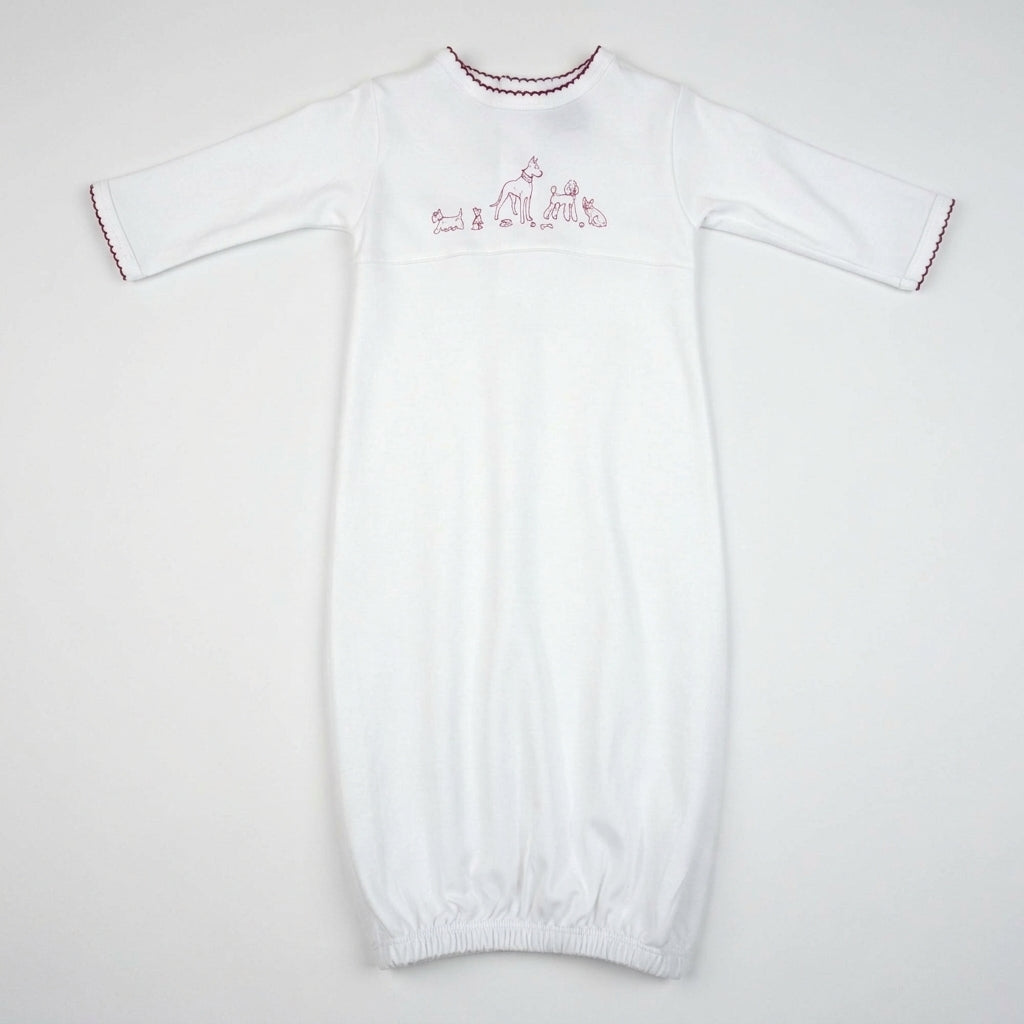 Dog Print Pima Cotton Baby Gown