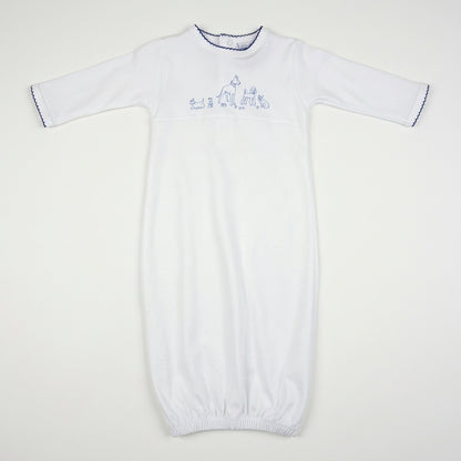 Dog Print Pima Cotton Baby Gown