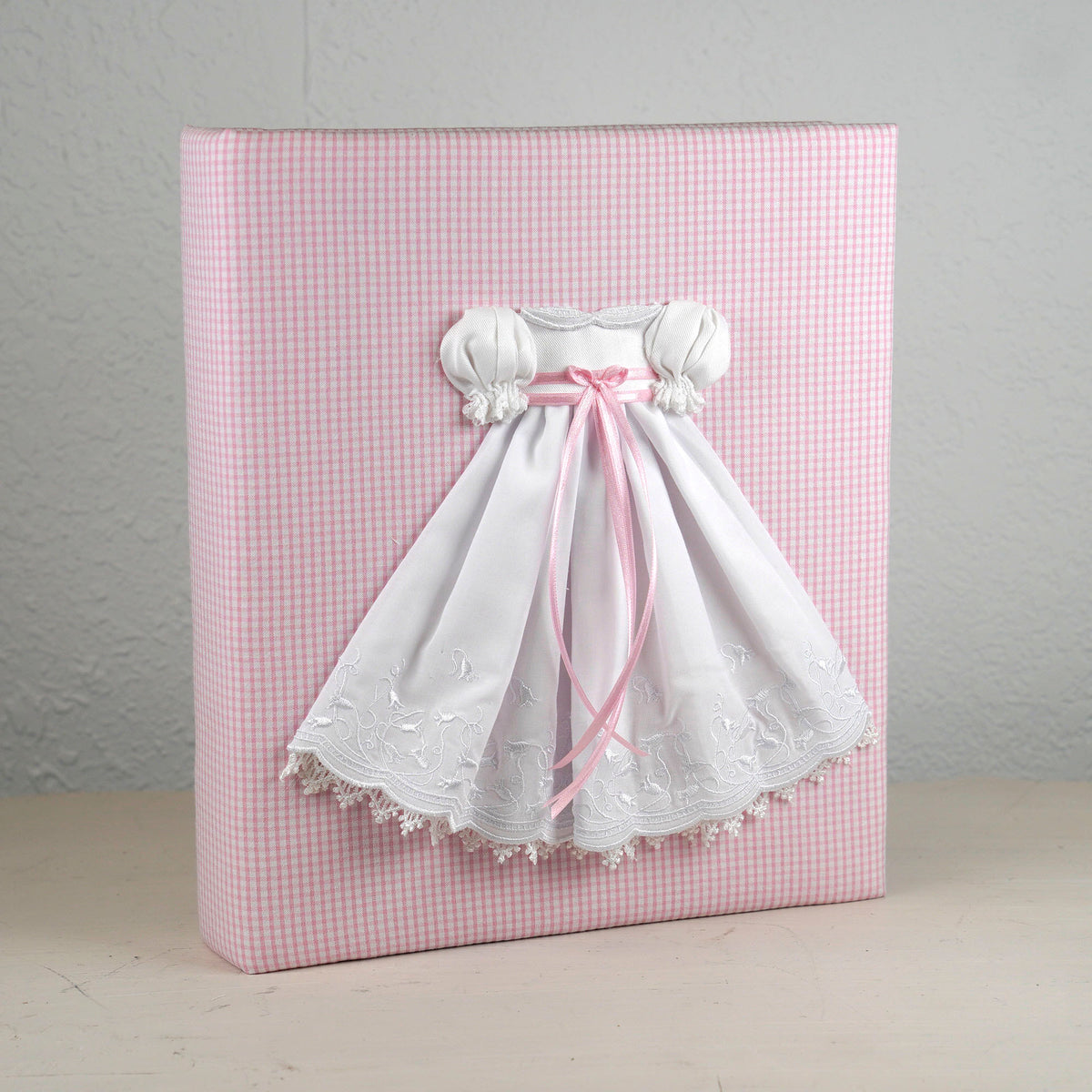 Swiss Batiste Dress on Seersucker Check – Baby Memory Book