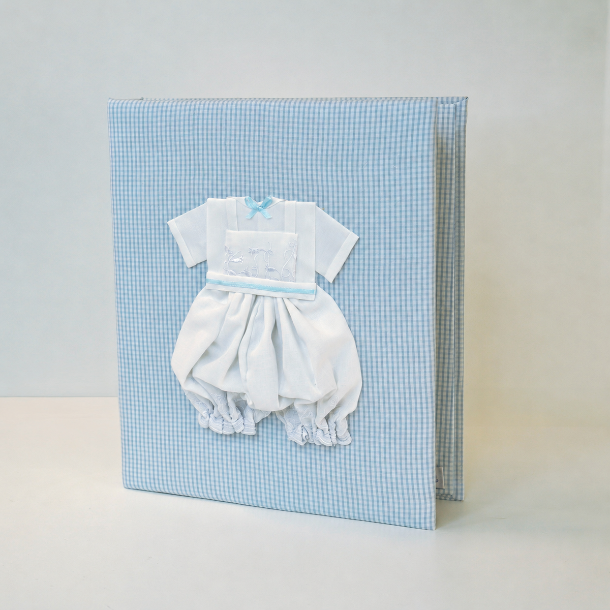 Swiss Batiste Jumper on Seersucker Check – Baby Memory Book
