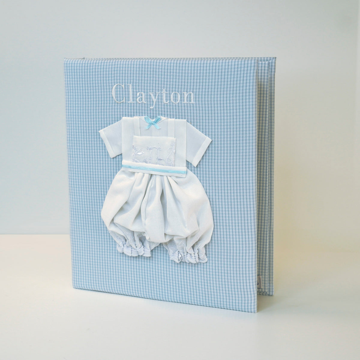 Swiss Batiste Jumper on Seersucker Check – Baby Memory Book
