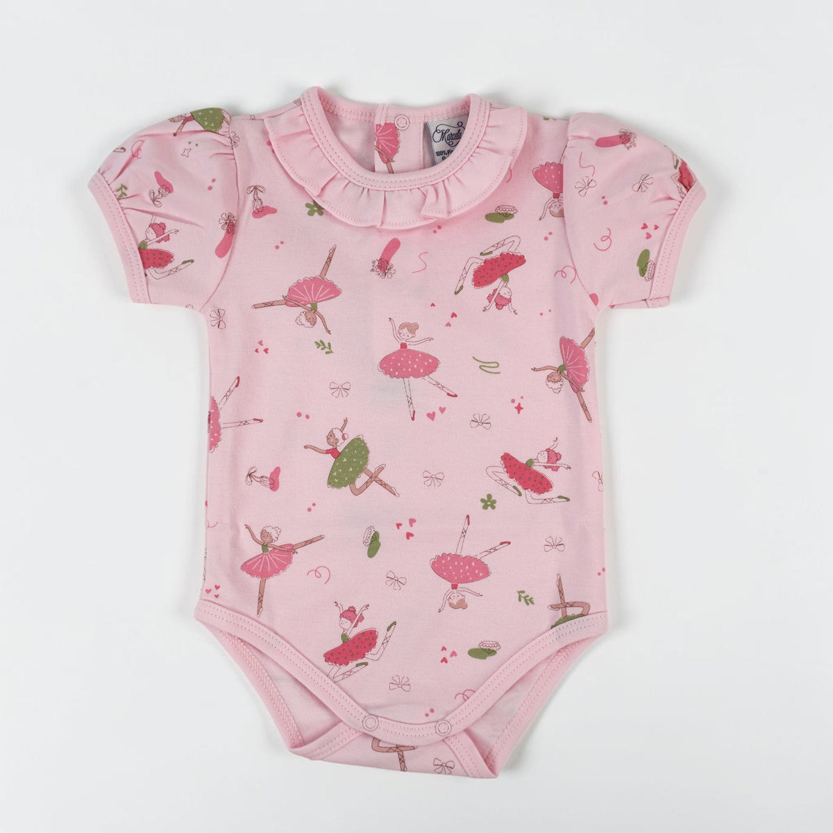 Ballerina Pima Cotton Baby Bodysuit with Ruffle Collar