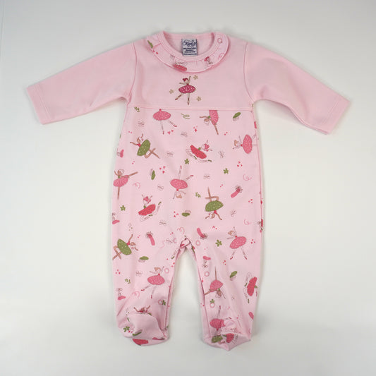 Ballerina Print Pima Cotton Baby Footie