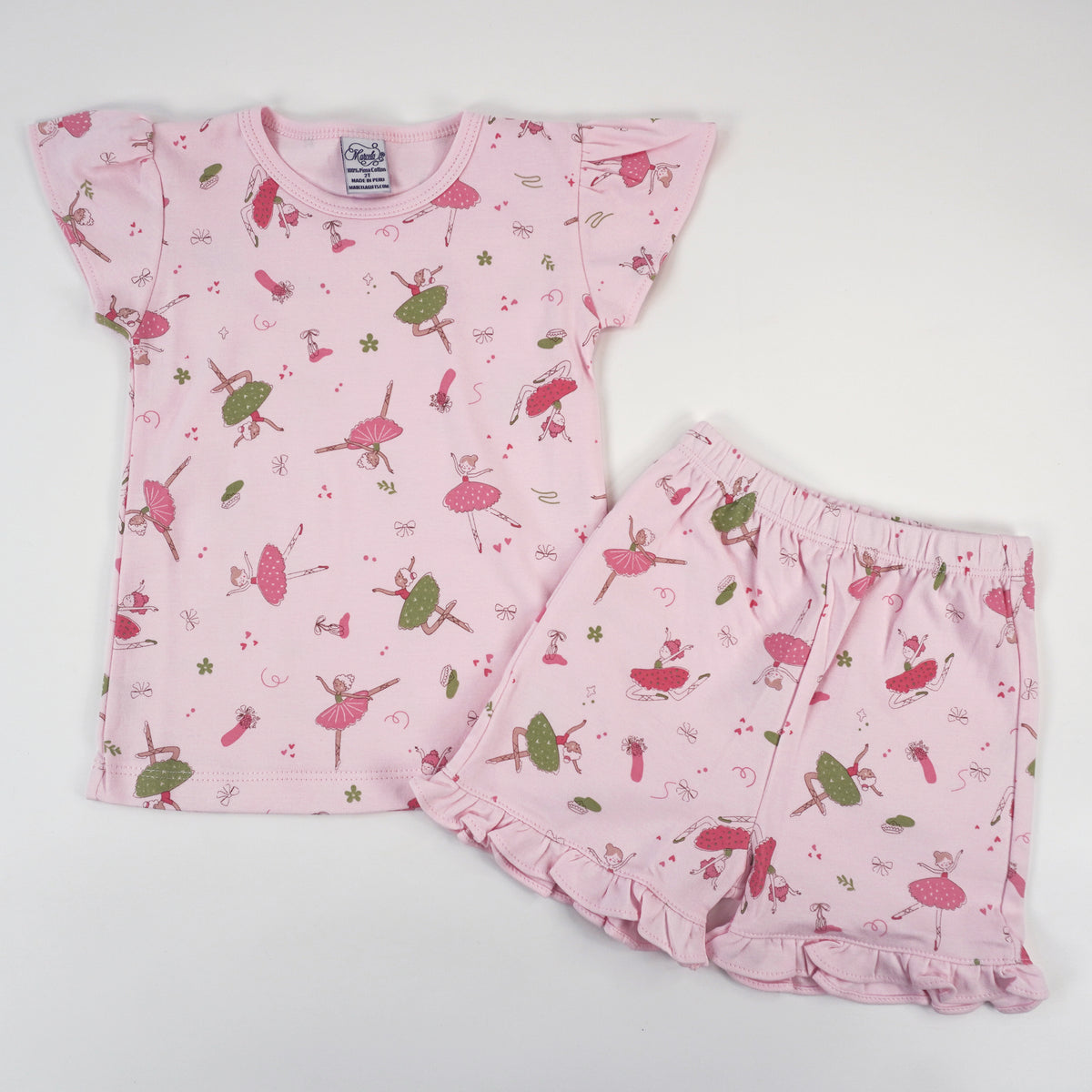Ballerina Pima Cotton Short Sleeve Shirt & Shorts Set