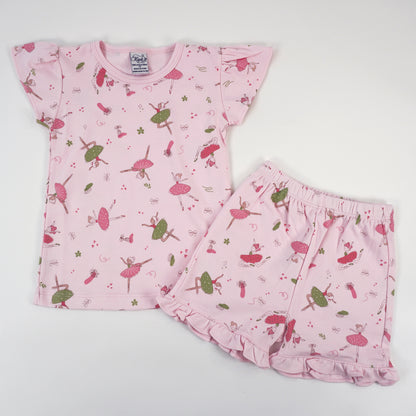 Ballerina Pima Cotton Short Sleeve Shirt & Shorts Set