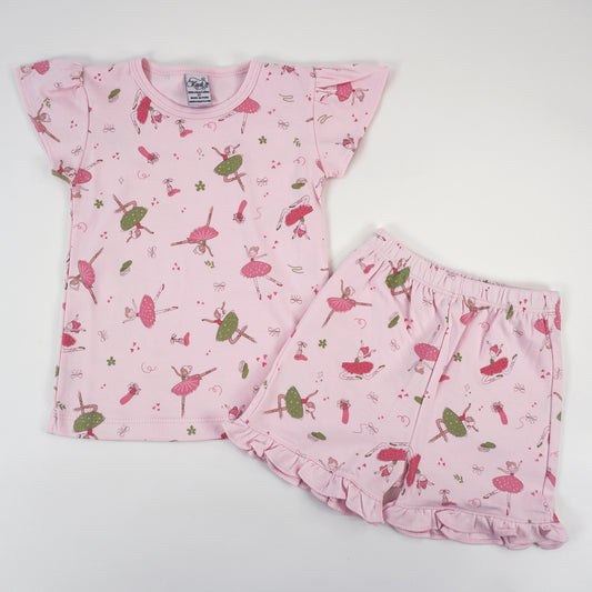 Ballerina Pima Cotton Short Sleeve Shirt & Shorts Set