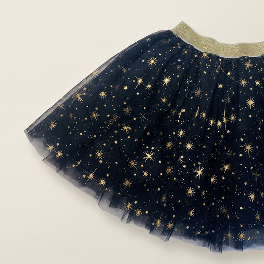 Black Tulle Tutu with Gold Stars