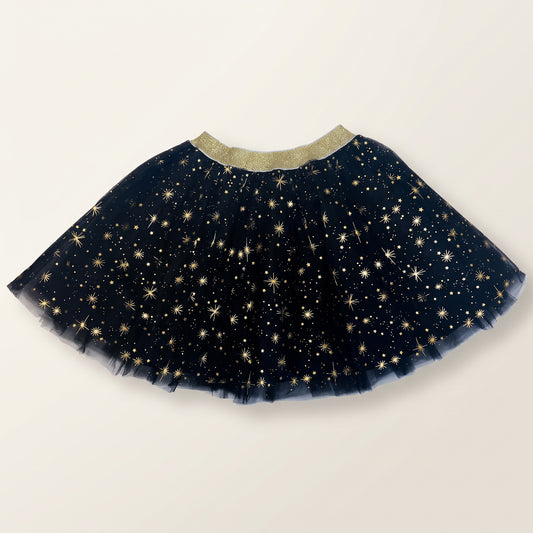 Black Tulle Tutu with Gold Stars
