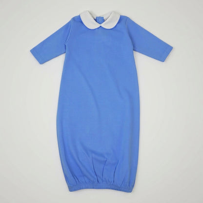 Solid Pima Cotton Baby Gown with White Peter Pan Collar